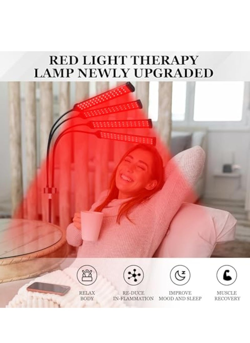 Red Light Therapy, LED Red Light Therapy Device, 660nm & 850nm Infrared Light Therapy, with 360° Twistable Gooseneck, Adjustable Stand Red Light Lamp for Body, Face, Neck, Shoulder