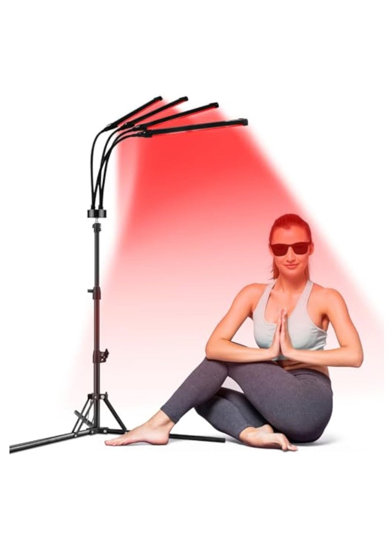 Red Light Therapy, LED Red Light Therapy Device, 660nm & 850nm Infrared Light Therapy, with 360° Twistable Gooseneck, Adjustable Stand Red Light Lamp for Body, Face, Neck, Shoulder