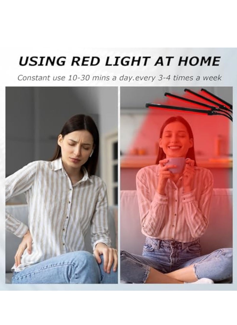 Red Light Therapy, LED Red Light Therapy Device, 660nm & 850nm Infrared Light Therapy, with 360° Twistable Gooseneck, Adjustable Stand Red Light Lamp for Body, Face, Neck, Shoulder