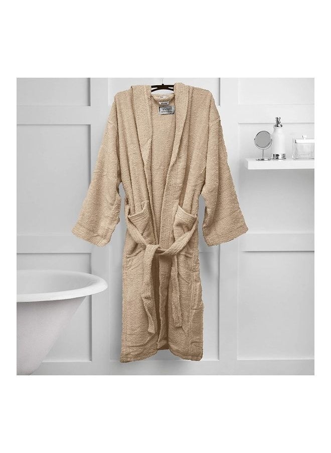 Bliss Casa - Unisex Bathrobe - 100% Cotton Super Soft Highly Absorbent Bathrobes For Women & Men- Perfect for Everyday Use Unisex Adult Beige Adult Size