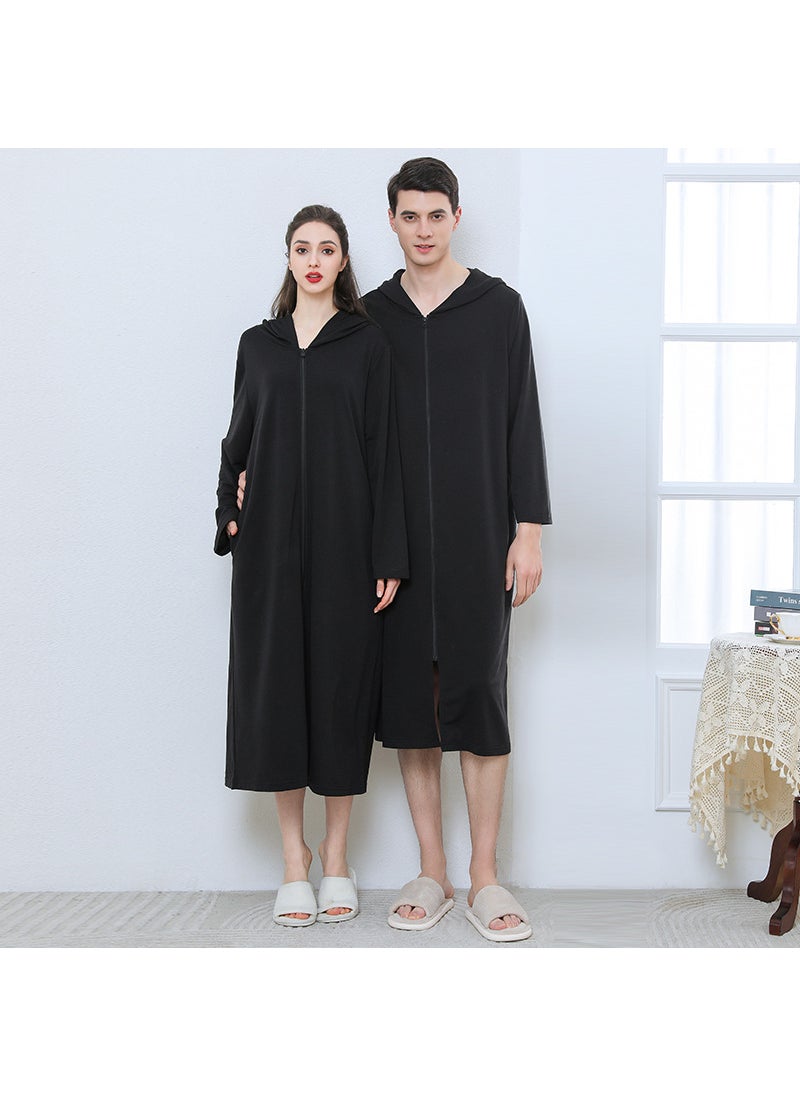 Summer Zip-Up Hooded Bathrobe for Couples Gray [Male]]