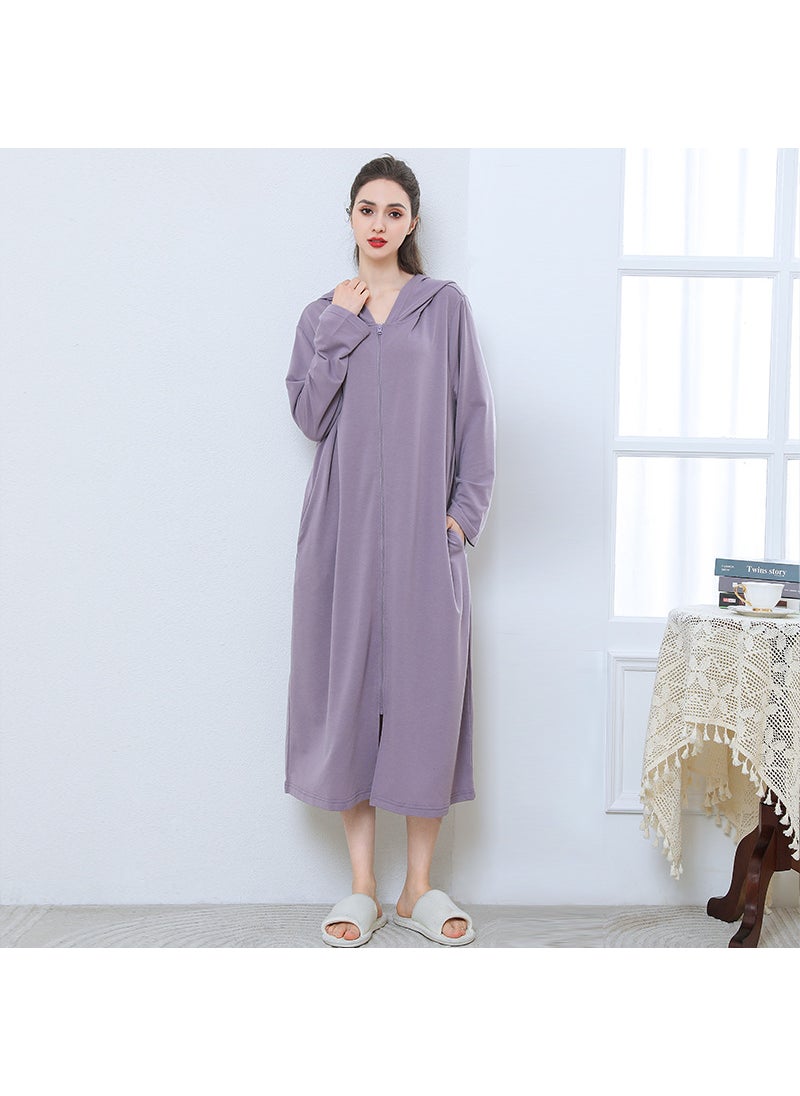 Summer Zip-Up Hooded Bathrobe for Couples Black [Male]]
