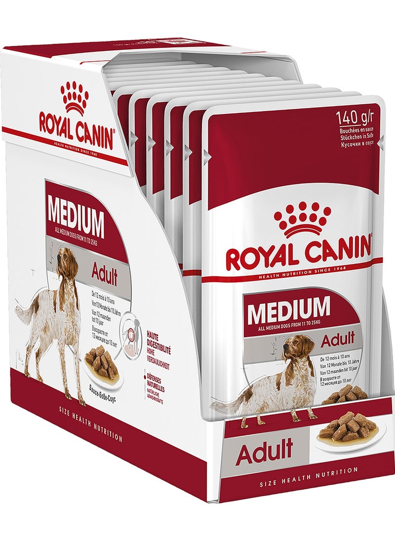 Royal Canin Medium Adult In Sauce Pouches Wet Dog Food 10 x 140g