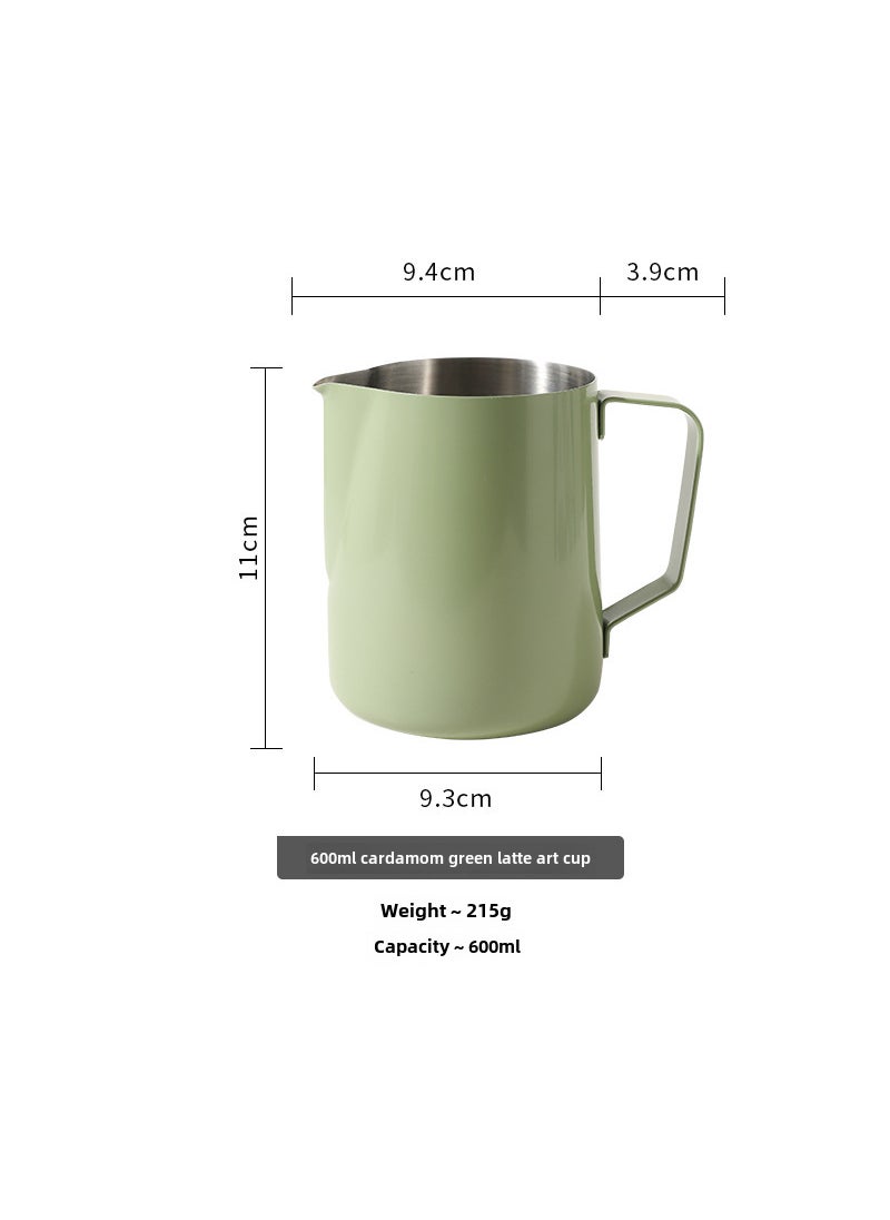 304 Stainless Steel Latte Art Pitcher Gradient 600ML pea green