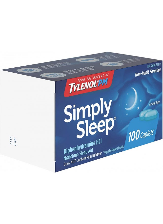 Tylenol Simply Sleep Nighttime Sleep Aid (25 mg), 100-Count Caplets (Pack of 2)