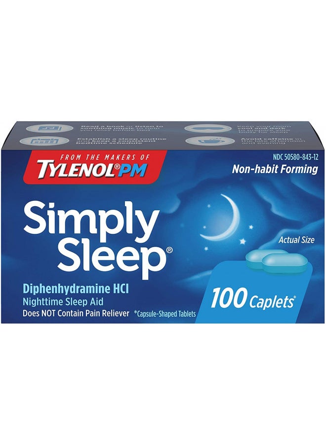 Tylenol Simply Sleep Nighttime Sleep Aid (25 mg), 100-Count Caplets (Pack of 2)