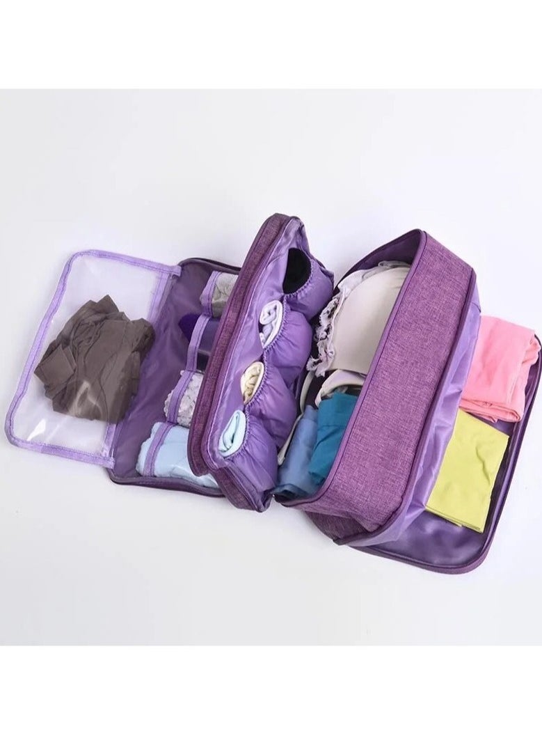 Lingerie Storage Bag, Waterproof Under Garments Organizing Bag, Multi Purpose Wear Resistant Toiletry Bag, Lightweight And Durable Packing Organizer For Women, (1pc, Purple)