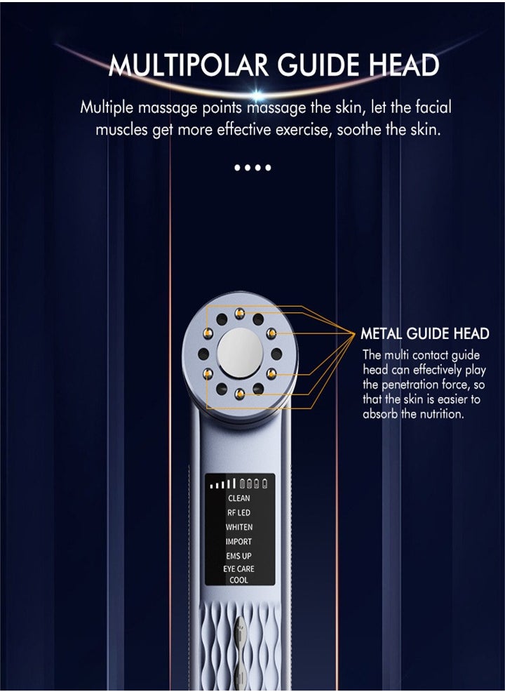 M99 seven modes ultrasonic ice beauty instrument, therapy LED, face lifting, color light vibration massage introduction instrument
