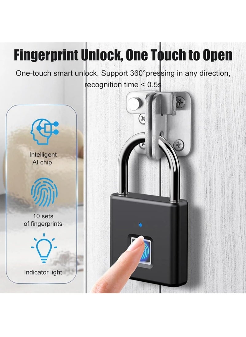 NEW USB C Rechargeable Fingerprint Smart Padlock – Keyless Portable Lock for Bags, Drawers, Suitcases, and Gyms (4-Pack, 43x13x41.5mm)