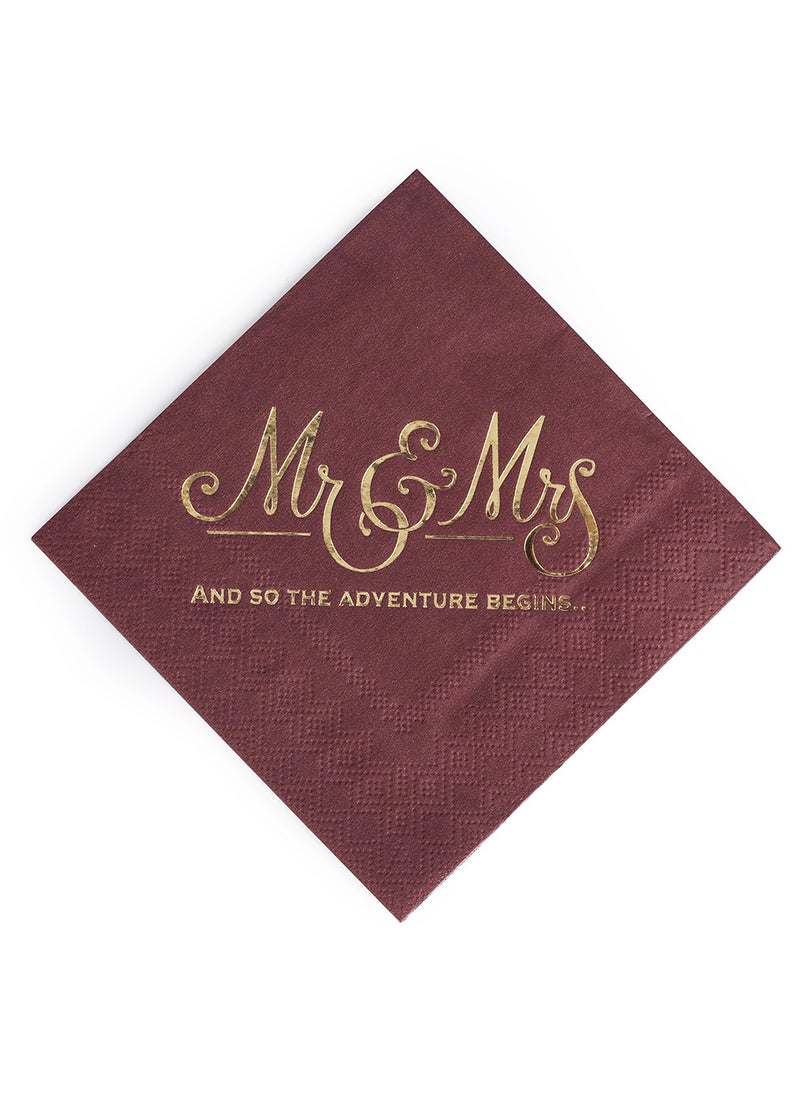 100pcs Elegant Printed Dinner Napkins Set Burgundy