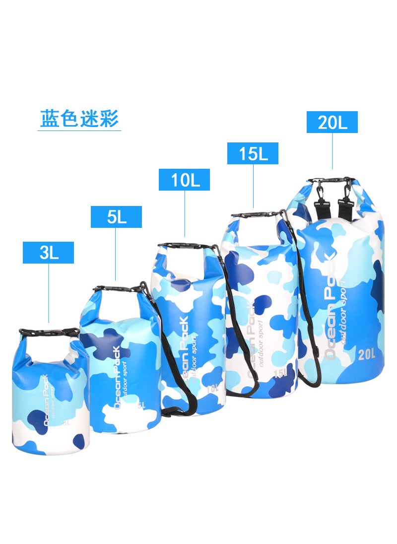 Camo Swimming Dry Bag PVC Waterproof Storage blue camouflage