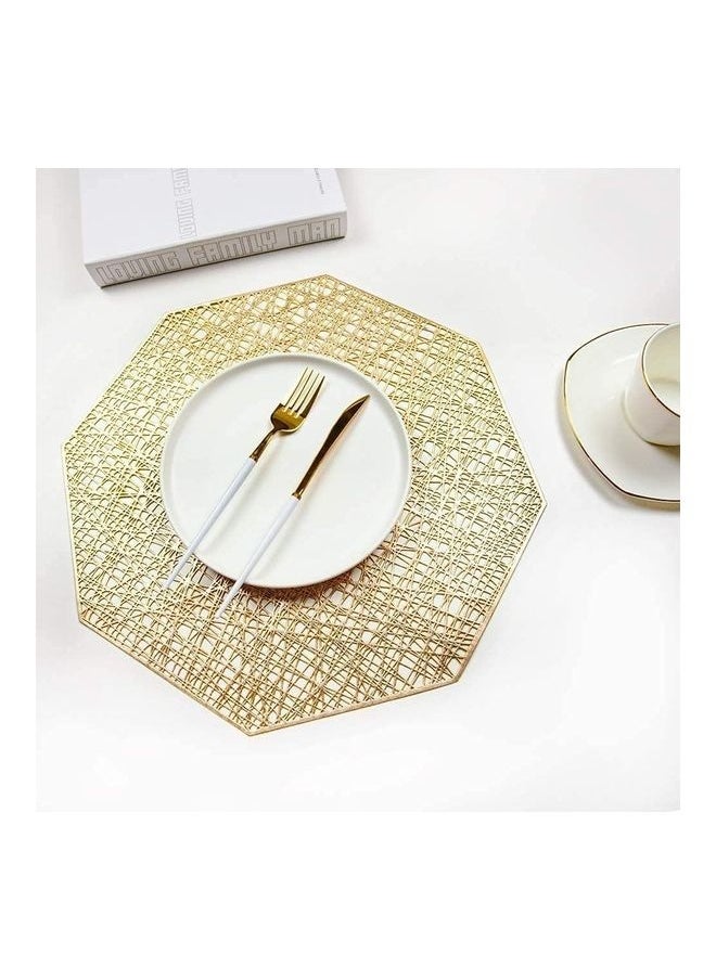 6-Piece Vinyl Dining Table Decorative Placemats Gold