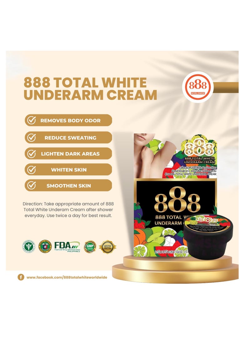 888 Total White Underarm Cream - Odor Control, Whitening, and Smoothening for Underarms