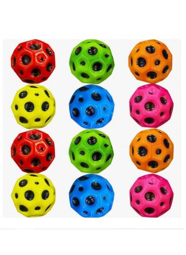 12 Pcs Squeeze Toys Anti Fall Moon Shape Porous Bouncing Ball Kids Outdoor Ball Toy Unisex Soft Sports Toys for Children PU Foam Passed