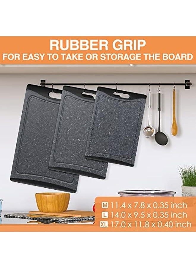 Extra Large Cutting Boards, Plastic Cutting Boards for Kitchen (Set of 3), Dark Grey