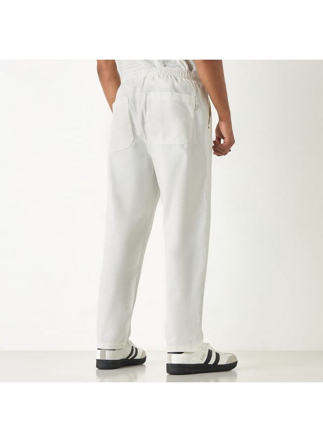 Lee Cooper Solid Relaxed Fit Pants with Pockets