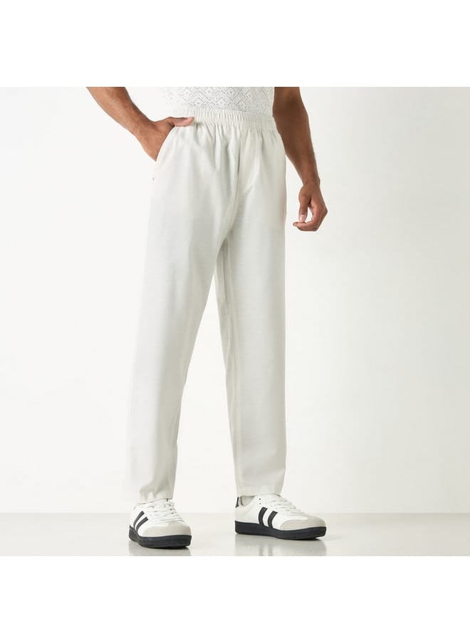 Lee Cooper Solid Relaxed Fit Pants with Pockets