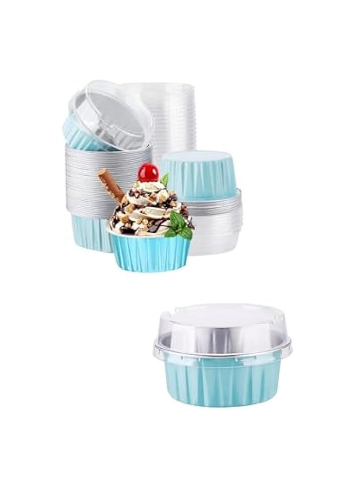 Convenient 30pcs Aluminum Pans with Lids - 5oz Disposable Foil Baking Cups for Muffins, Cupcakes, Pies, and More