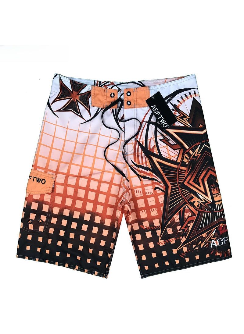 Plaid Five-Point Shorts Orange