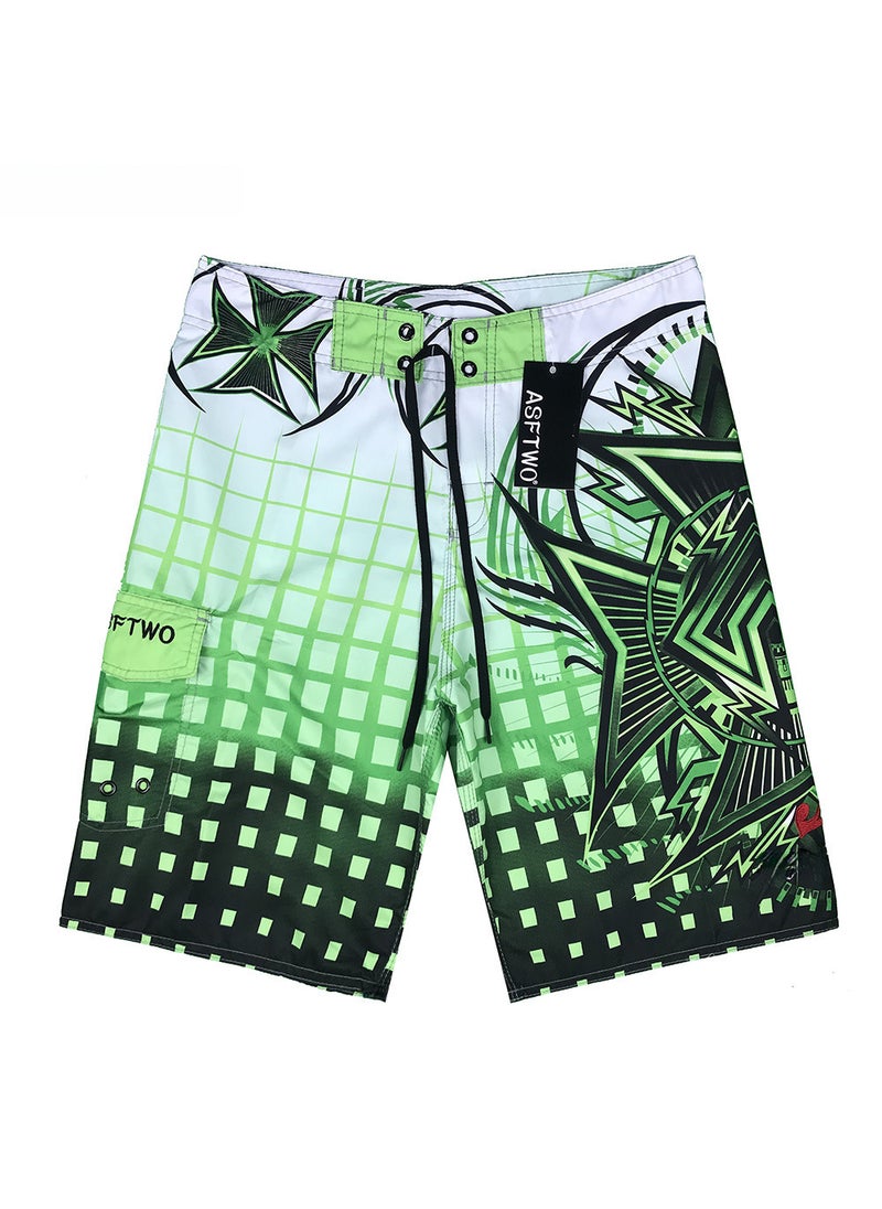 Plaid Five-Point Shorts Green