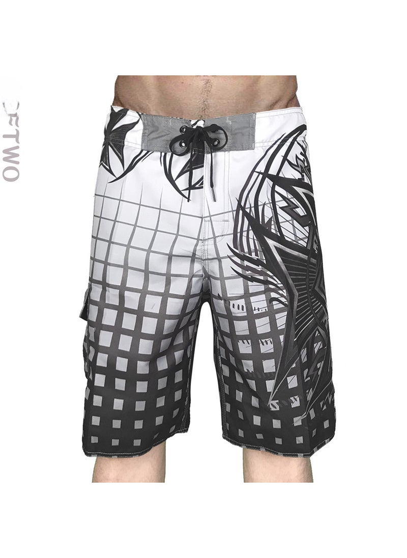 Plaid Five-Point Shorts Grey