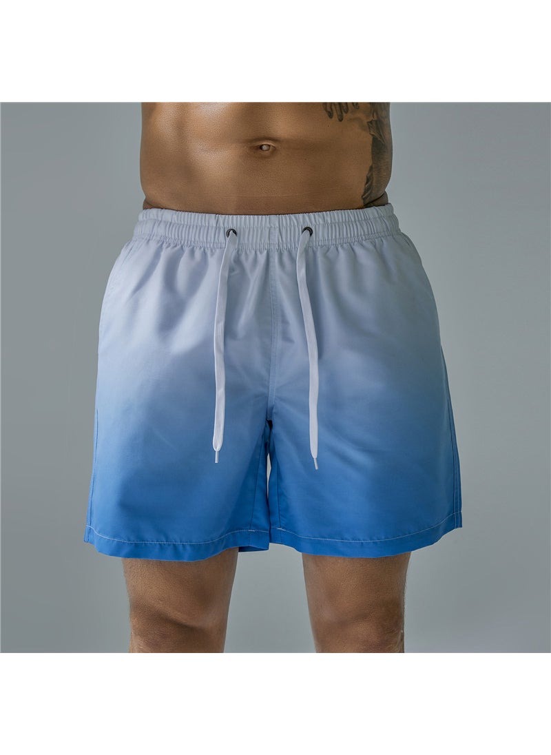 Mens Gradient Print Sports Shorts Oversized Swim Trunks Gradient blue