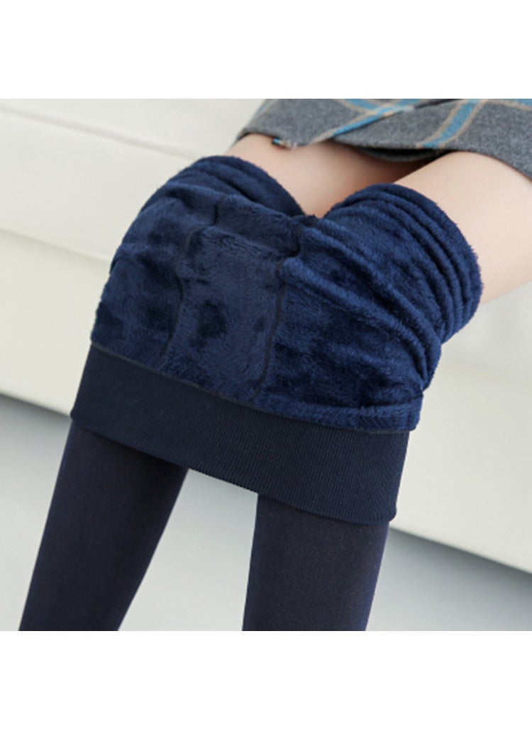 Fleece-Lined Leggings for Women Winter Warmth 300g FootedNavy blue Navy blue