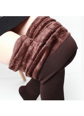 Fleece-Lined Leggings for Women Winter Warmth 300g FootedCoffee Coffee