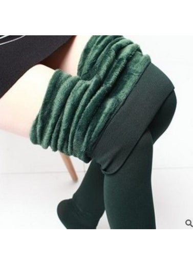 Fleece-Lined Leggings for Women Winter Warmth 300g FootedDark green Dark green