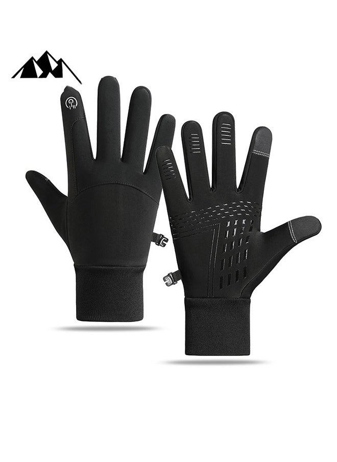 Cycling Gloves Men's Outdoor Windproof Waterproof Plus Velvet Thickened Cycling Non-Slip Wear-Resistant Warm Gloves