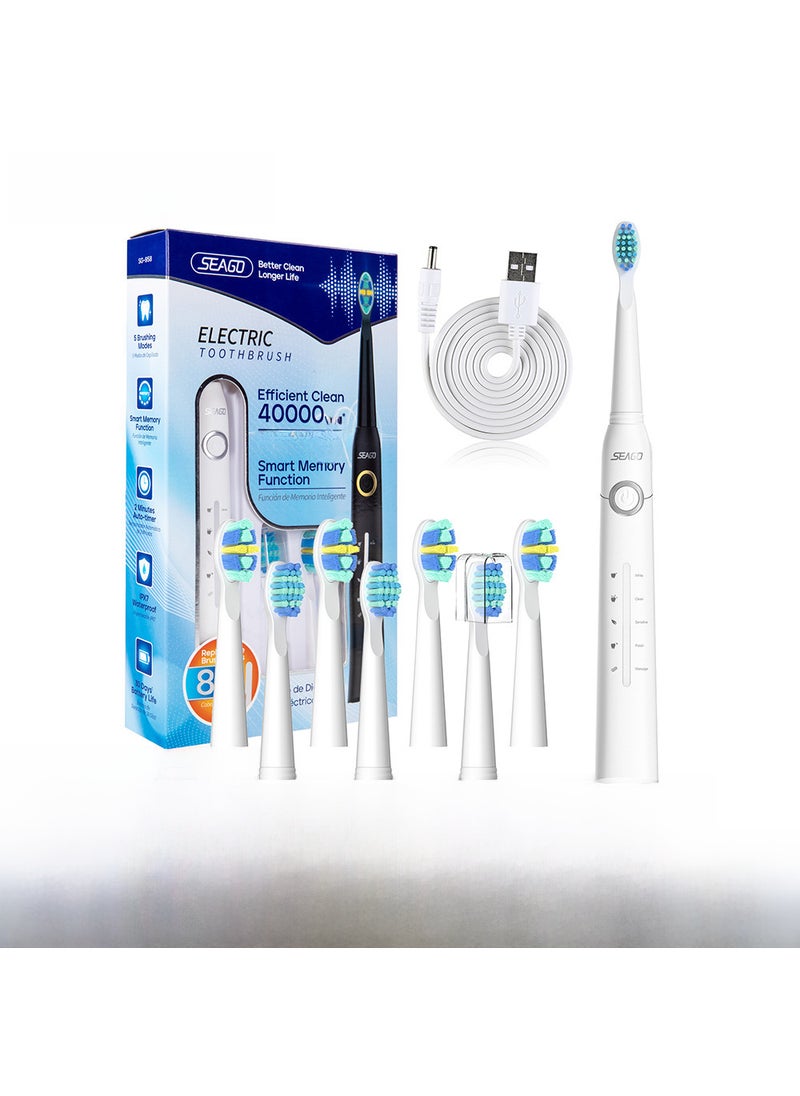 Rechargeable Sonic Electric Toothbrush for Adults Sg-958 white [cross-border hot selling] european and american 8 languages version