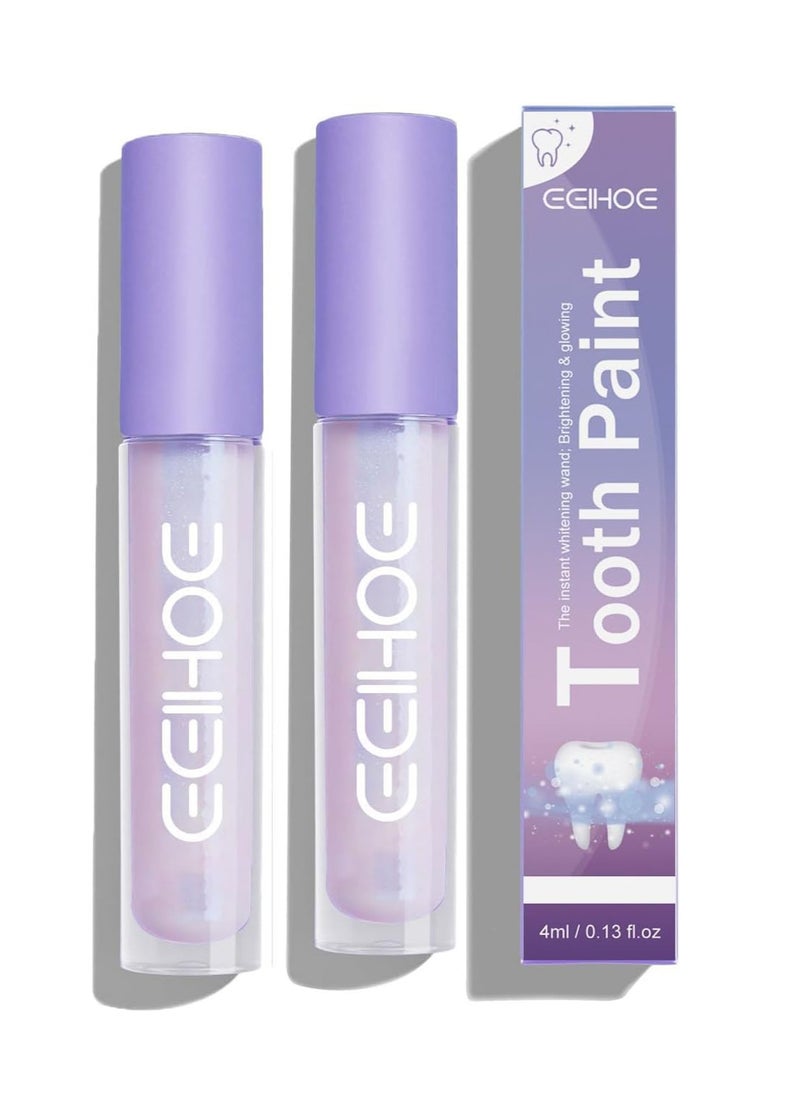 Tooth Gloss, 2 Pcs Purple Teeth Whitening, Tooth Stain Removal, for Tooth Stain Removal, Instant Gloss Results, Fast Removes Years of Stains