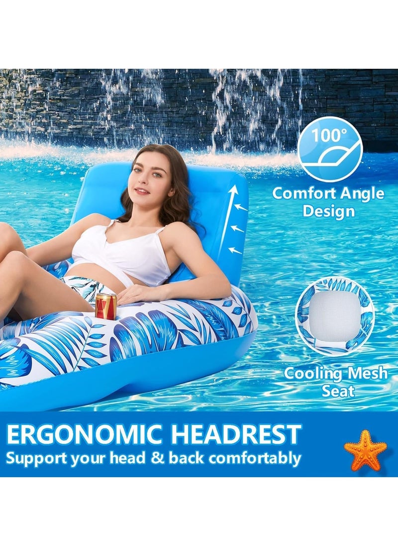 Inflatable Floating Water Hammock, PVC, Foldable, Striped, Adult Lounger Chair, Pool Float Bed