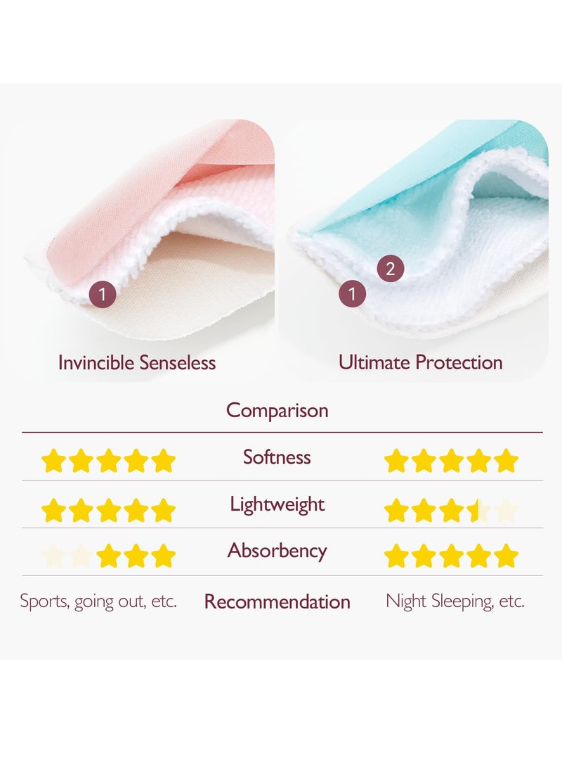 Reusable Nursing Pads, Innovative Use of One-Way Moisture Wicking Fabric and 4 Washable Layers, Super Absorbent and Large Capacity, 6 Pack + Storage Bag