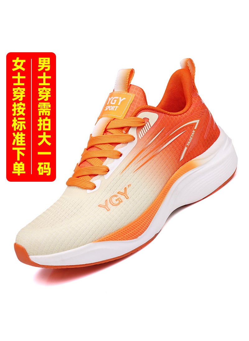 Unisex Breathable Mesh Sneakers Lightweight Non-slip Fitness Dance Shoes Orange