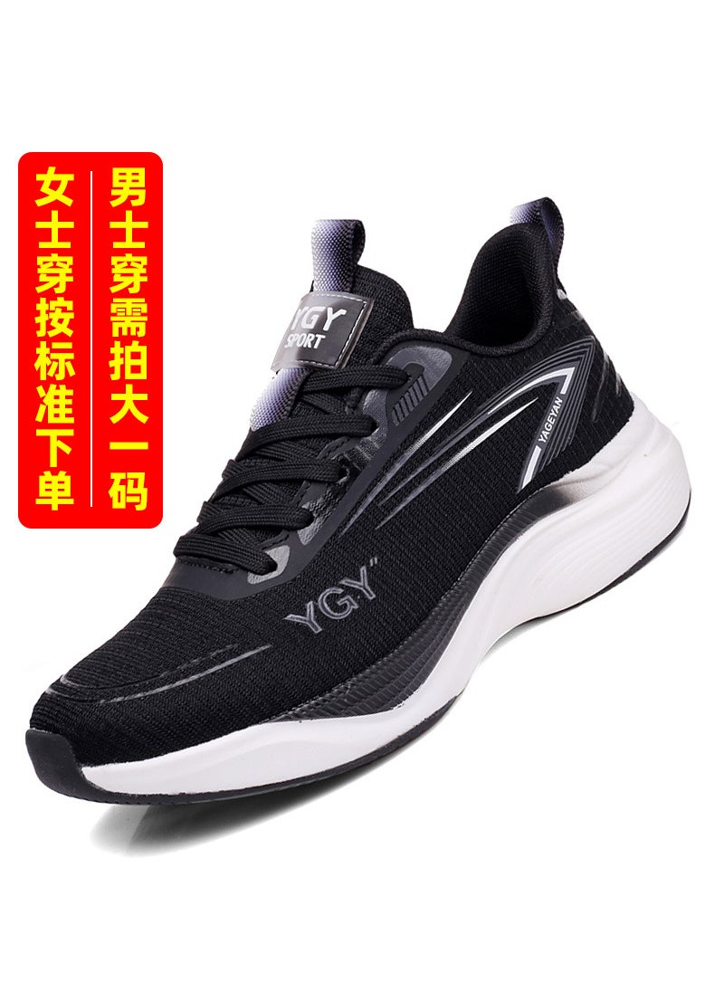 Unisex Breathable Mesh Sneakers Lightweight Non-slip Fitness Dance Shoes Black