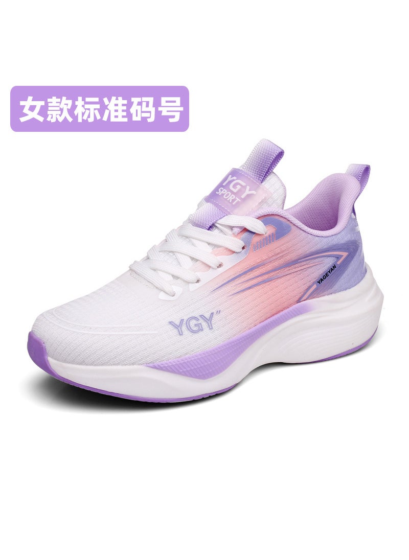 Unisex Breathable Mesh Sneakers Lightweight Non-slip Fitness Dance Shoes purple powder
