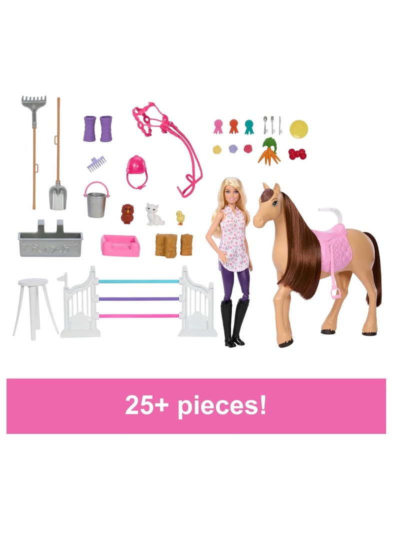 Toy Stable Playset with Doll, Horse & Accessories, 25+ Pieces with 6 Areas of Play, Inspired by Barbie Mysteries: The Great Horse Chase