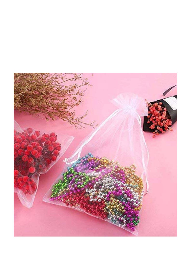 Organza Bags Large, 50 Pcs 20 x 30 cm Sheer Drawstring Jewelry Pouches Favor Gift Bags for Birthday and Wedding, Party, Gift Packaging, Shower Party (White)