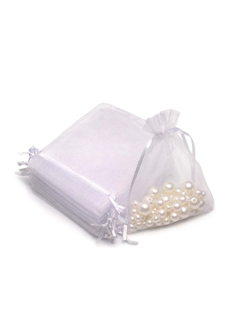 Organza Bags Large, 50 Pcs 20 x 30 cm Sheer Drawstring Jewelry Pouches Favor Gift Bags for Birthday and Wedding, Party, Gift Packaging, Shower Party (White)