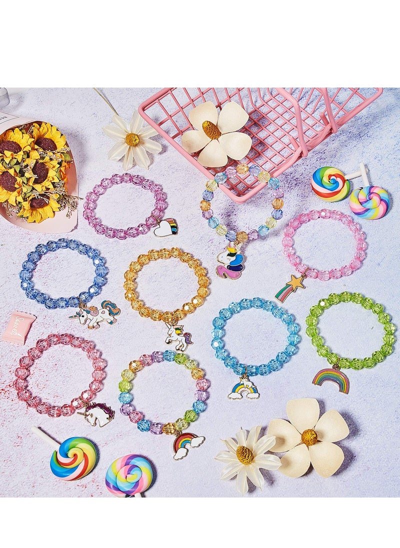 9 Pieces Colorful Unicorn Bracelet Girls Unicorn Bracelets Unicorn Cute Beaded Jewelry Bracelet for Gift Goodie Bag Stuffers Birthday Party