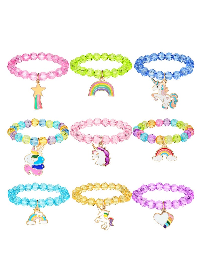 9 Pieces Colorful Unicorn Bracelet Girls Unicorn Bracelets Unicorn Cute Beaded Jewelry Bracelet for Gift Goodie Bag Stuffers Birthday Party