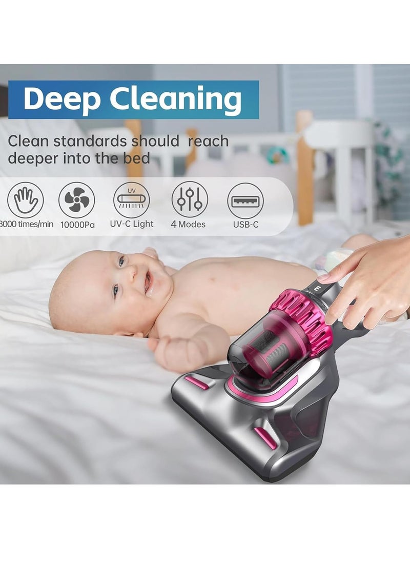 Cordless Vacuum Cleaner with UV-C Ultraviolet, 4-in-1 Mattress & Bed Cleaner, 10,000PA Suction, LCD Screen, Three-Speed Adjustment