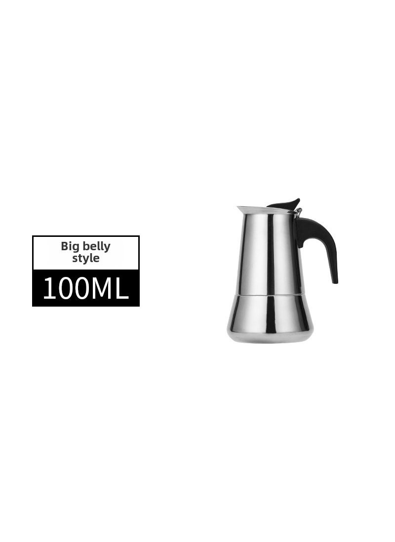 Portable Stainless Steel Moka PotBig belly 2 cups 100ML Big belly 2 cups 100ML