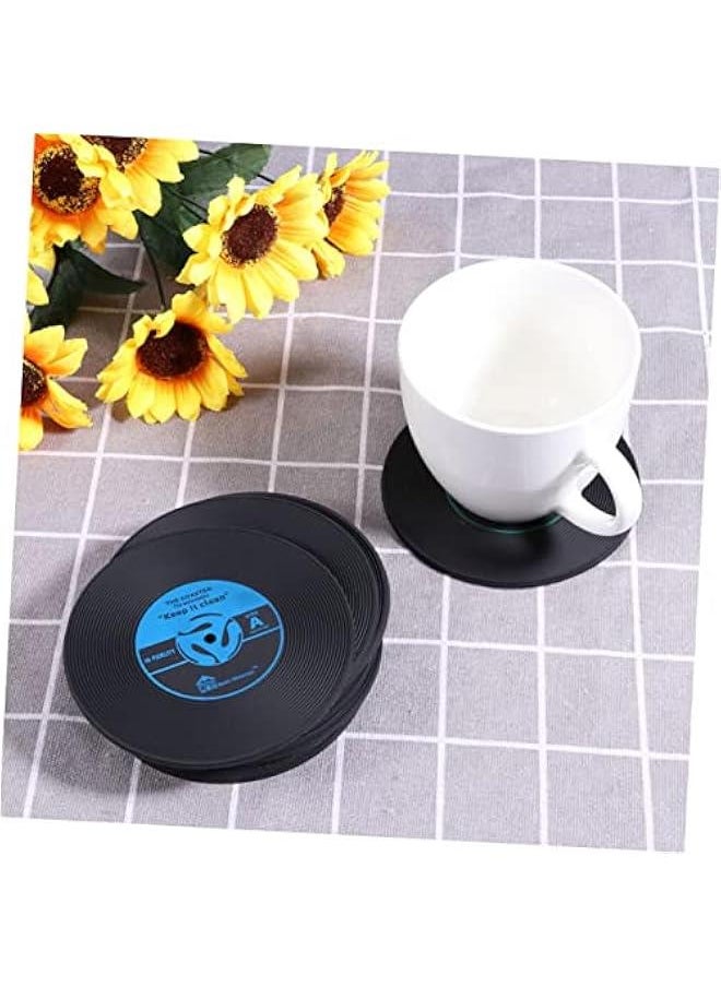 10pcs Record Coaster Bottle Coaster Drink Coasters Music Party Cup Mat Retro Coaster Tea Cup Table Mats Coffee Mug Coasters Cup Holder Coasters Coaster Cup Mat Car Rubber Table