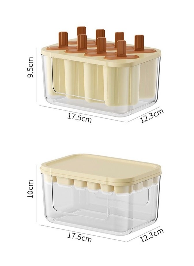 2 Pieces Ice Compartment Ice Cube Molds and Ice Cream Ice Cream Molds Reusable Silicone Ice Molds (with Lid, Ice Storage Box, Ice Scoop) Home Ice Making Ice Box Molds