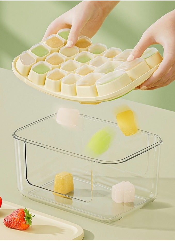 2 Pieces Ice Compartment Ice Cube Molds and Ice Cream Ice Cream Molds Reusable Silicone Ice Molds (with Lid, Ice Storage Box, Ice Scoop) Home Ice Making Ice Box Molds