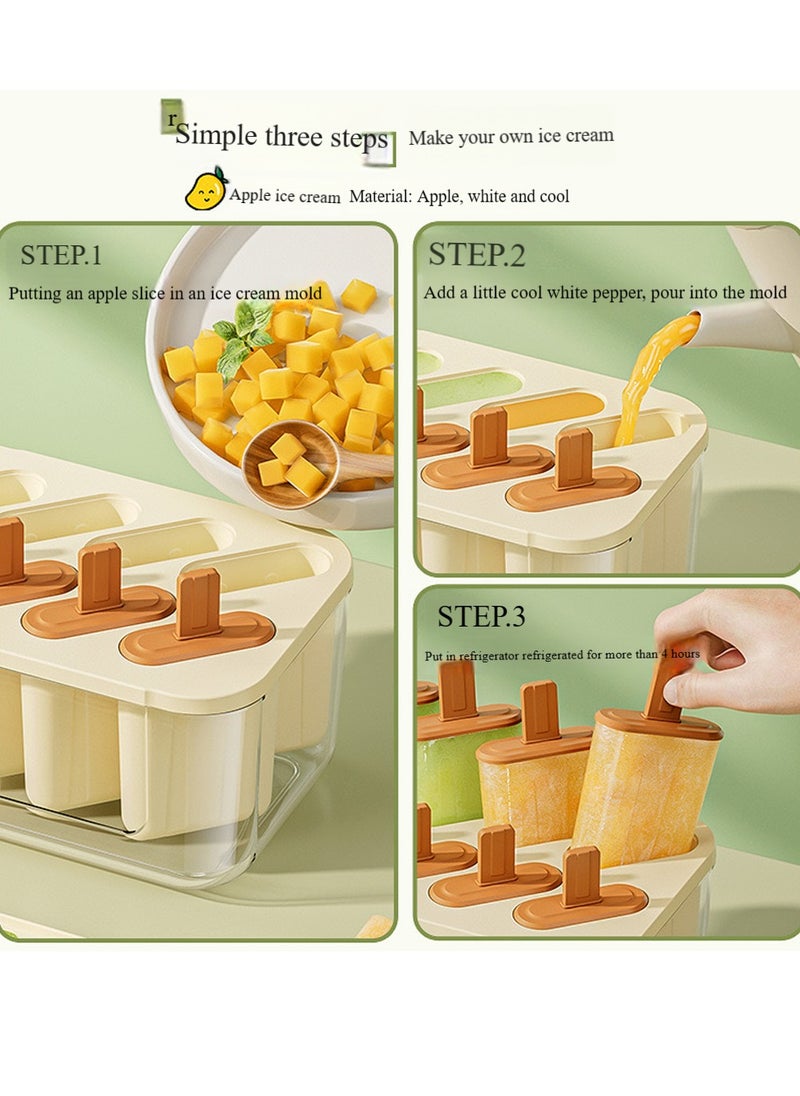 2 Pieces Ice Compartment Ice Cube Molds and Ice Cream Ice Cream Molds Reusable Silicone Ice Molds (with Lid, Ice Storage Box, Ice Scoop) Home Ice Making Ice Box Molds