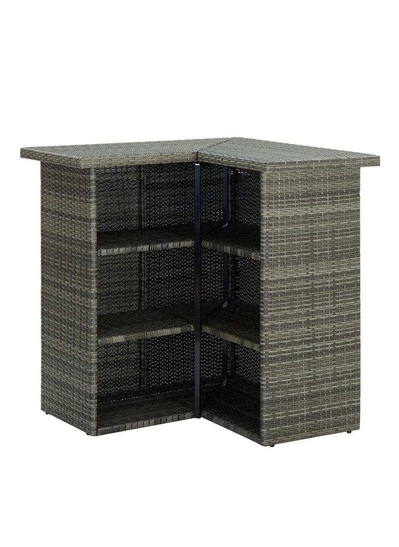 Modern Stylish Corner Bar Table Grey 100x50x105 cm Poly Rattan