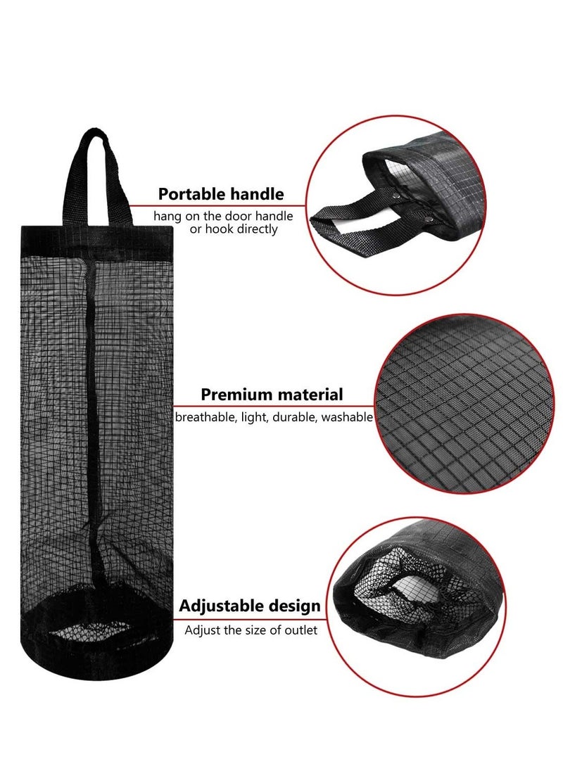 2 Packs Plastic Bag Holder for Kitchen Hanging Mesh Storage Organizer, Large Grocery Shopping Bags Dispenser